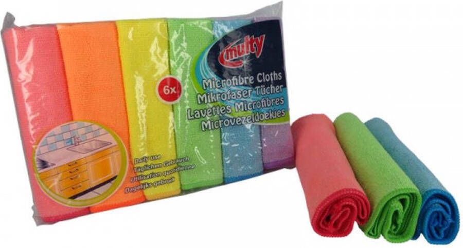 Multy Microvezeldoekjes Superkwaliteit Anti-pluis en lint Lange levensduur Pak à 6 stuks (35x35cm)