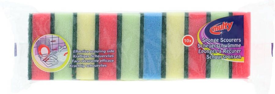 Multy Schuursponsjes (10 stuks) Schoonmaak Schuursponsjes Schuursponzen