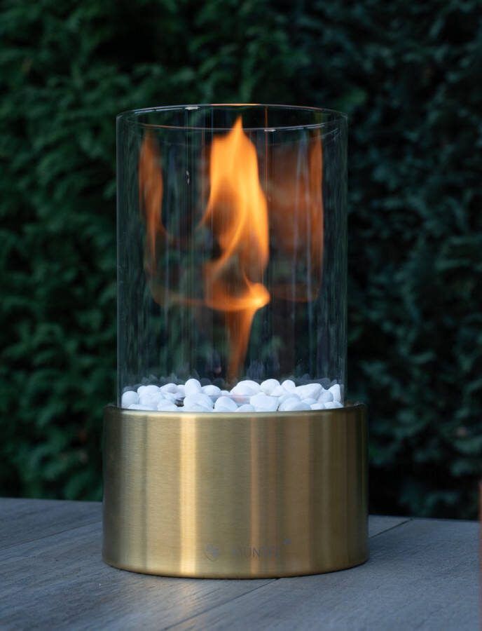 Muntel Bio Ethanol Sfeerhaard Tafelhaard Binnen & Buiten Rond Goud ⌀ 15 CM