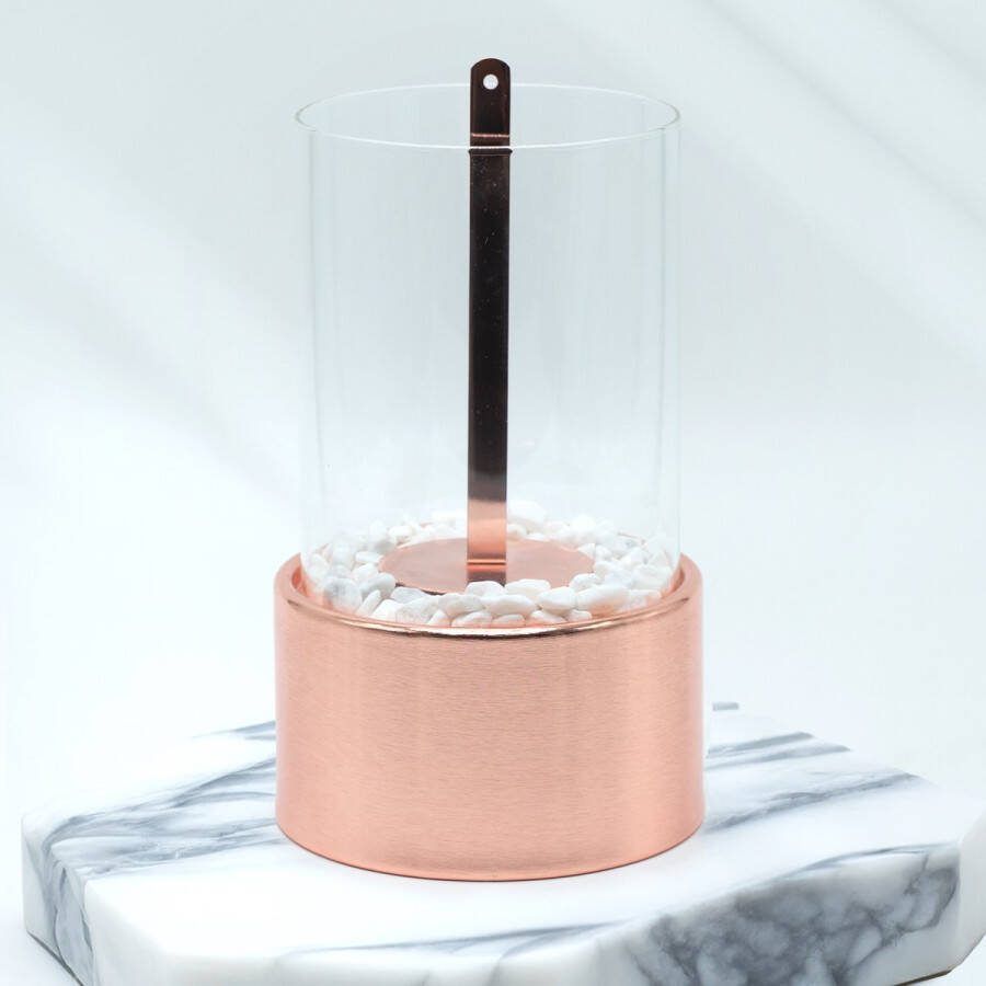 Muntel Bio Ethanol Sfeerhaard Tafelhaard Binnen & Buiten Rond Rose Goud ⌀ 15 CM