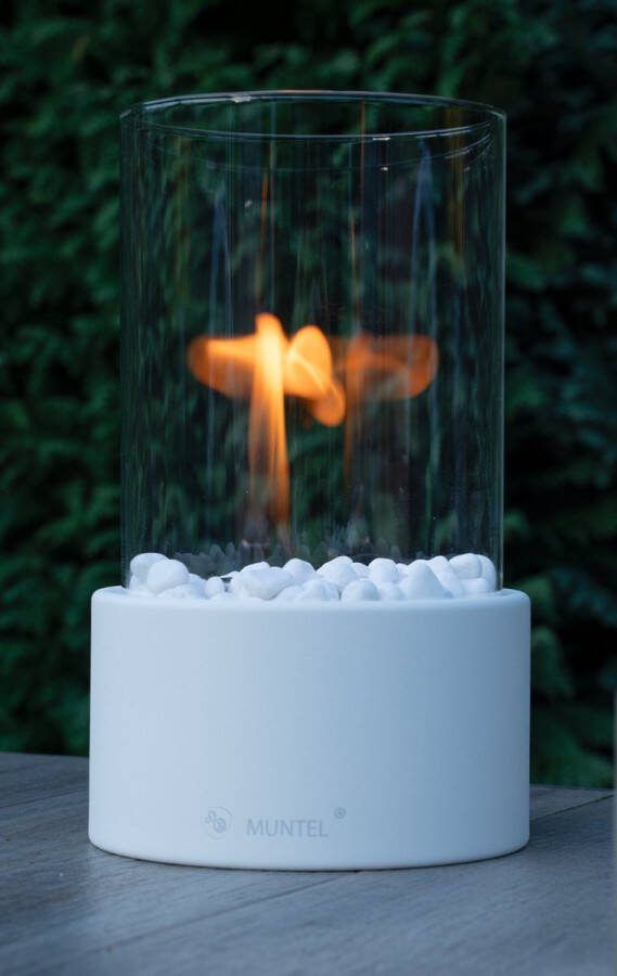 Muntel Bio Ethanol Sfeerhaard Tafelhaard Binnen & Buiten Rond Wit ⌀ 15 CM