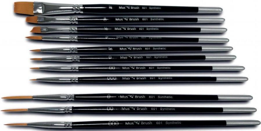 MusBrush Serie 601 11 Delig Synthetisch Penselenset Fine Detail