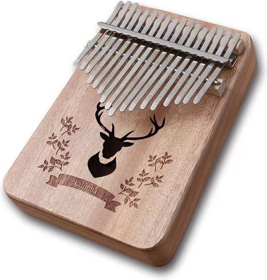 Music Panda Kalimba Duimpiano 17 Tonen- met Muziekboek en Accessoires- Mahoniehout hert