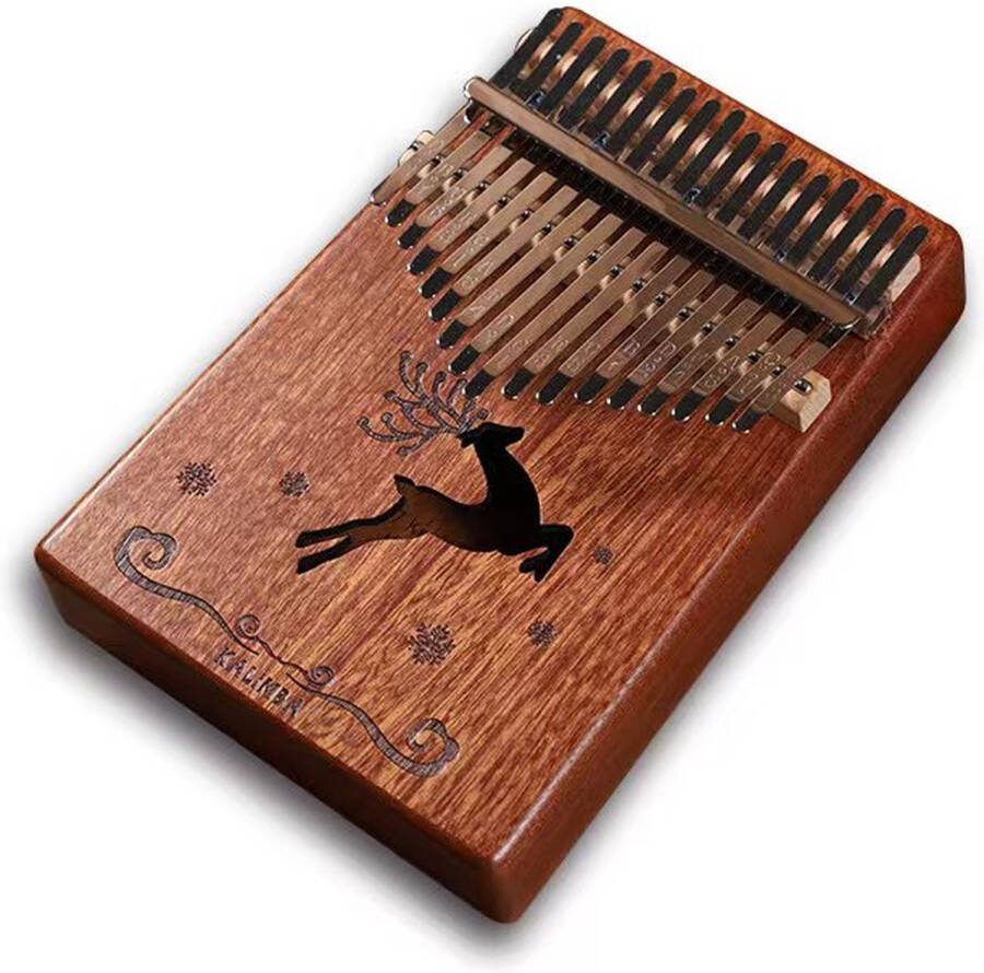 Music Panda Kalimba Duimpiano 17 Tonen- met Muziekboek en Accessoires- Mahoniehout springend hert