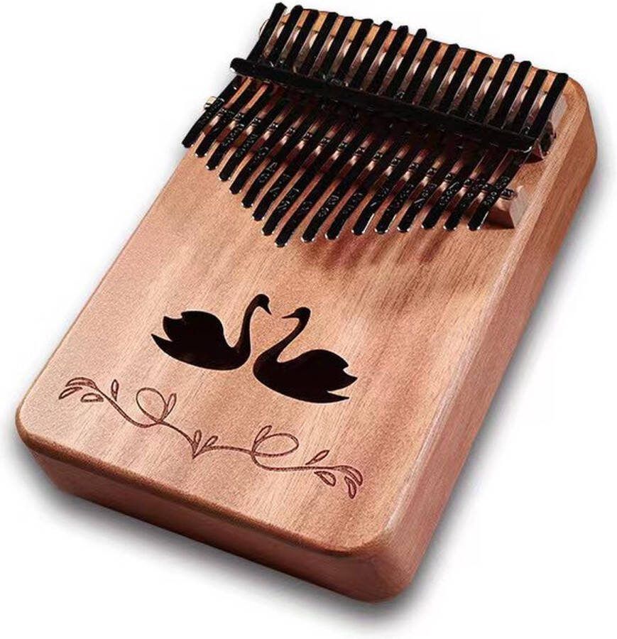 Music Panda Kalimba Duimpiano 17 Tonen- met Muziekboek en Accessoires- Mahoniehout zwanen