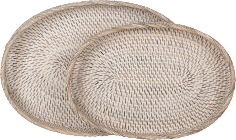 MUST Living Dienblad Saint Barths Ovaal Rotan Set van 2 stuks Naturel