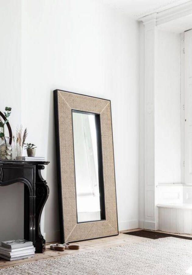 MUST Living Spiegel Raffles Rotan en hout 200 x 104cm Zwart Naturel