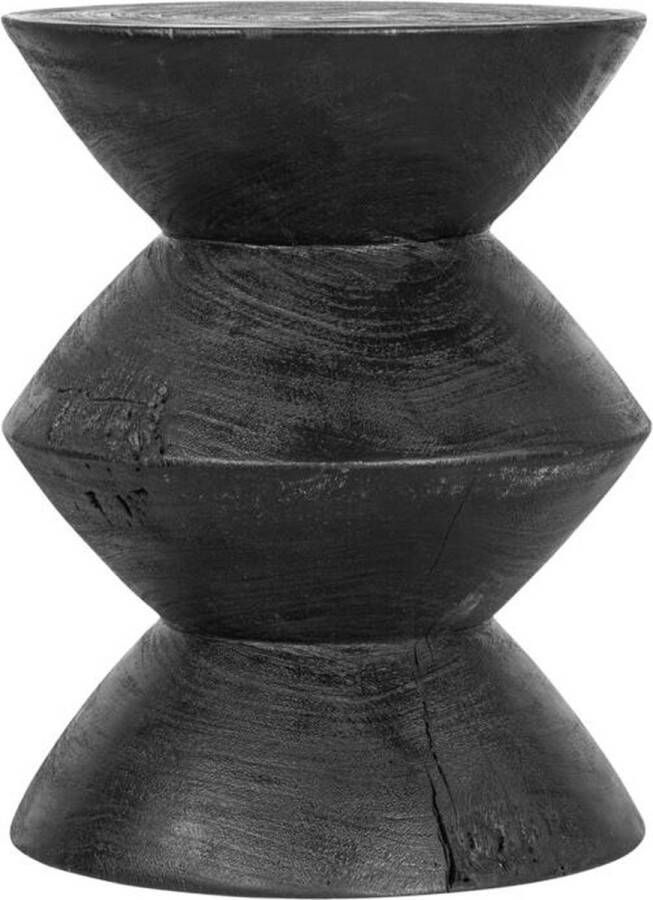 Must Living Stool Curve 45xØ35 cm suar wood black with natural cracks