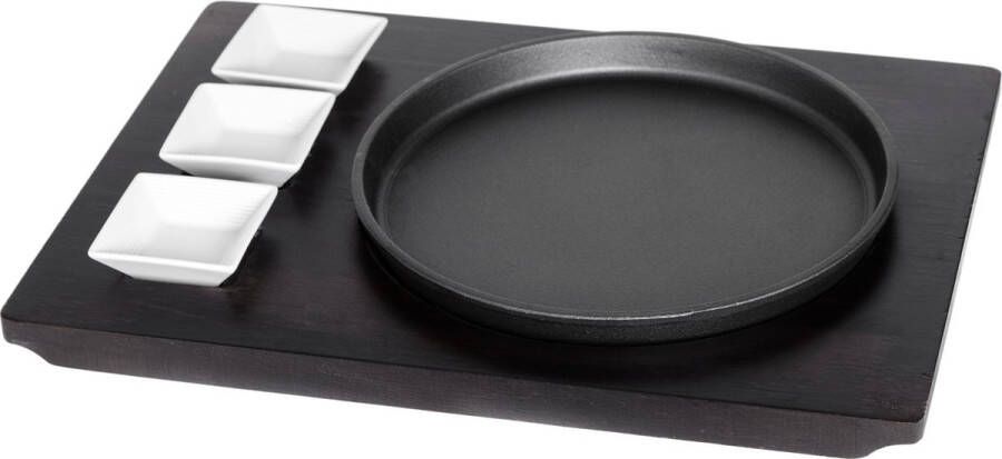 Mustang Grill Mustang Gietijzeren Pan 22 CM Dienblad Met Saus Schaaltjes
