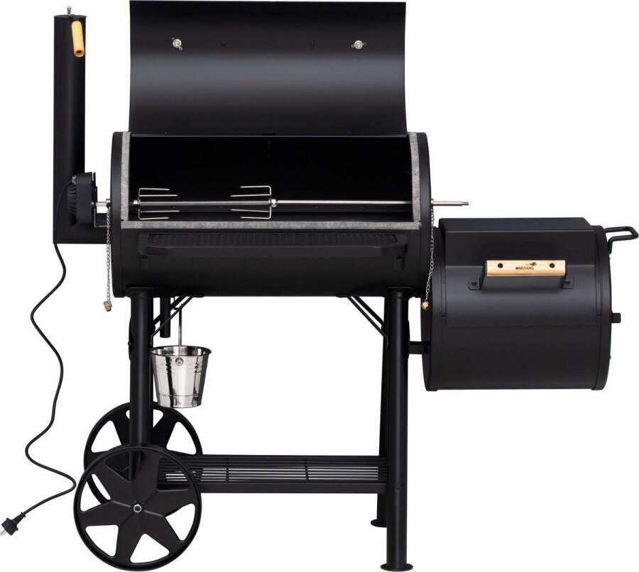 Mustang Off-set smoker Georgia L Smoker Barbecue 80 kg 2 thermometers in de deksel- Zwart Barbecue Grilloppervlak 72x37 cm
