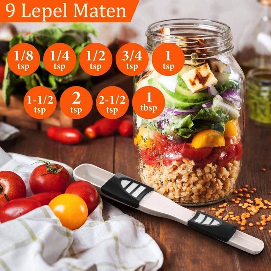 Merkloos Sans marque 9 in 1 Opscheplepel Handige Schuifbare Maatlepel dubbelzijdig Maatbeker 9 Slimme Verstelbare schepmaten Measuring Spoons Lichtgewicht ruimtebesparend Keukengerei voor bakken en opscheppen van koffie thee etc. Bruin