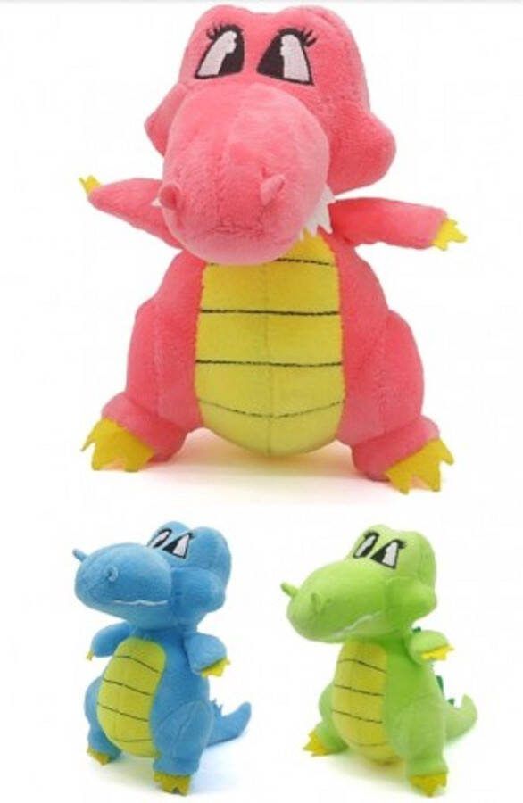 MustHaves knuffel 3 CROCODILE 18cm licht groen -licht blauw-roze