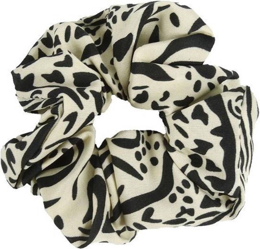 MustHaves Scrunchie Haarelastiek Zebra Print Zwart Beige