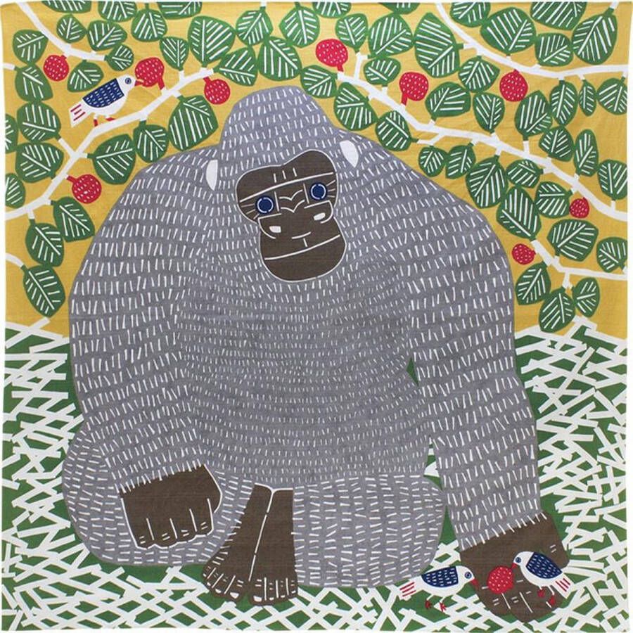 MUSUBI Furoshiki Kata Knoopdoek Gorilla Herbruikbare Katoenen Speelkleed Print Gorilla 104x104cm Milieuvriendelijk Knoopdoek voor speelgoed in draagtas of geschenk Made in Japan