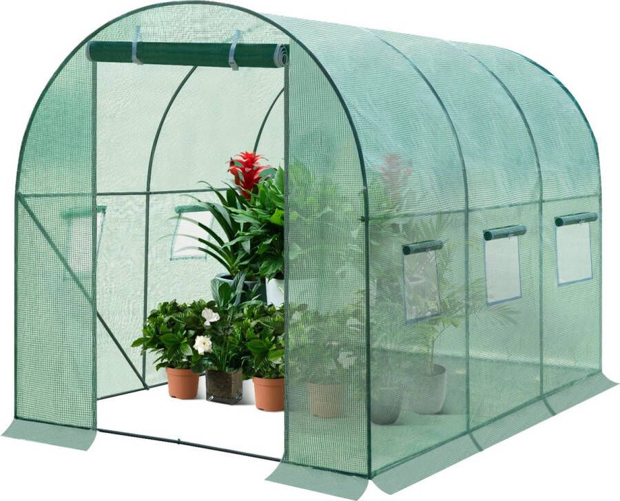 Mvde online Greenhouse Kweekkas Green Groen Winterbestendig 300x200x190 CM 6 Ramen Geschikt voor Tomatengroei
