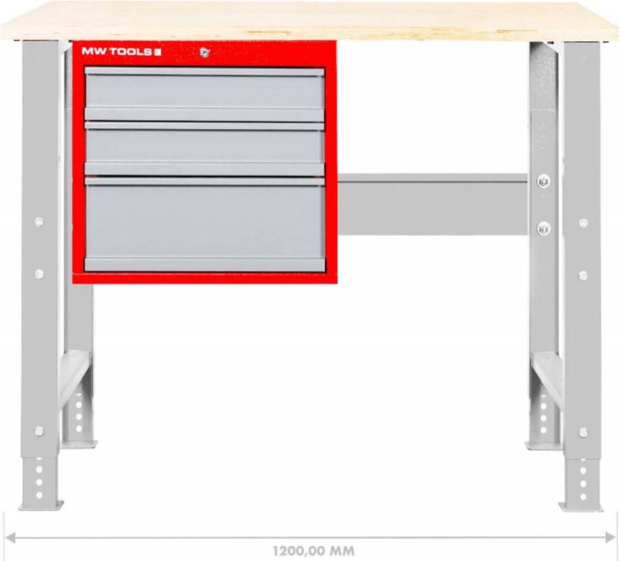 MW Tools Modulaire werkbank Multiplex met ladekast 3L 1200 mm MW-Tools MOD125