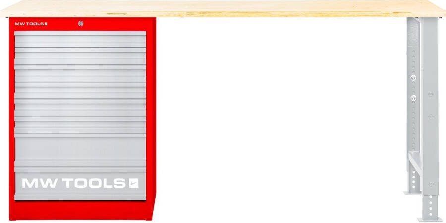 MW Tools Modulaire werkbank Multiplex met ladekast 8L 2000 mm MOD20LP8