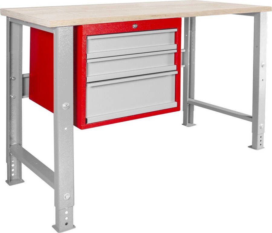 MW Tools Modulaire werkbank Rubberwood met ladekast 3L 1200 mm MOD125R