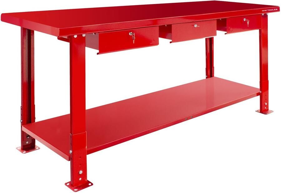 MW Tools Werkbank 200 cm met instelbare hoogte en 3 lades DER2000P