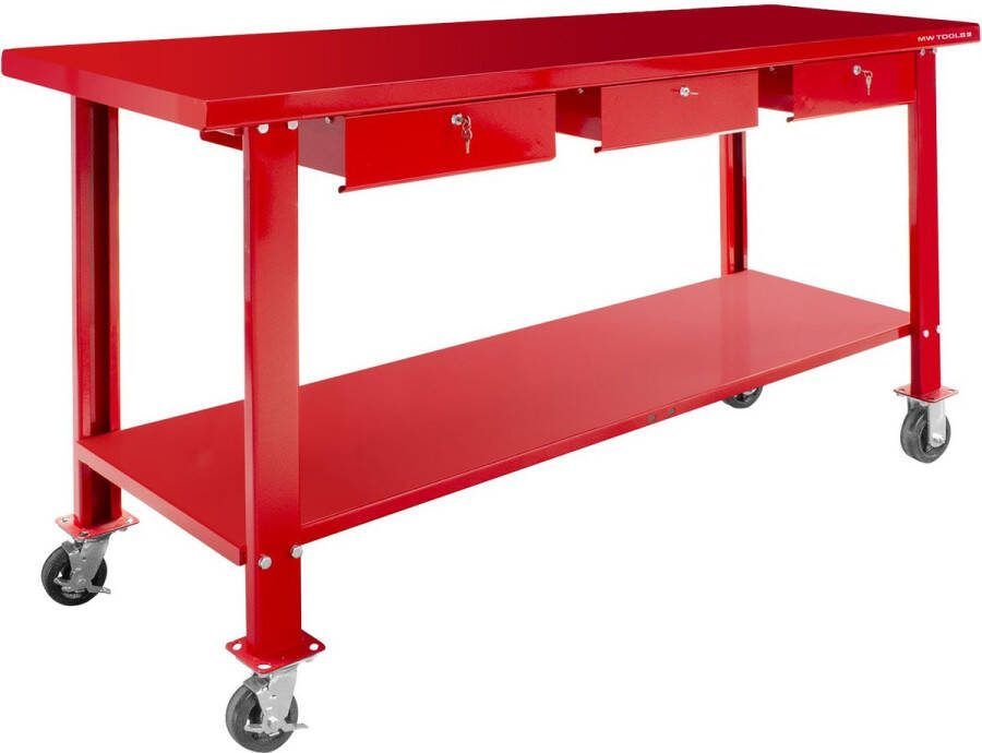 MW Tools Werkbank 200 cm met wielen en 3 lades DER2000R