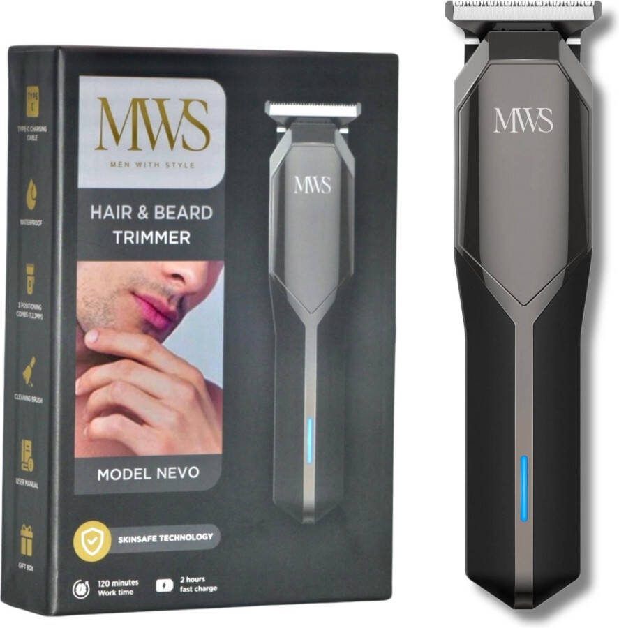 MWS Trimmer Mannen Baardtrimmer Draadloos Waterdicht 120 min Skinsafe trimmer baard