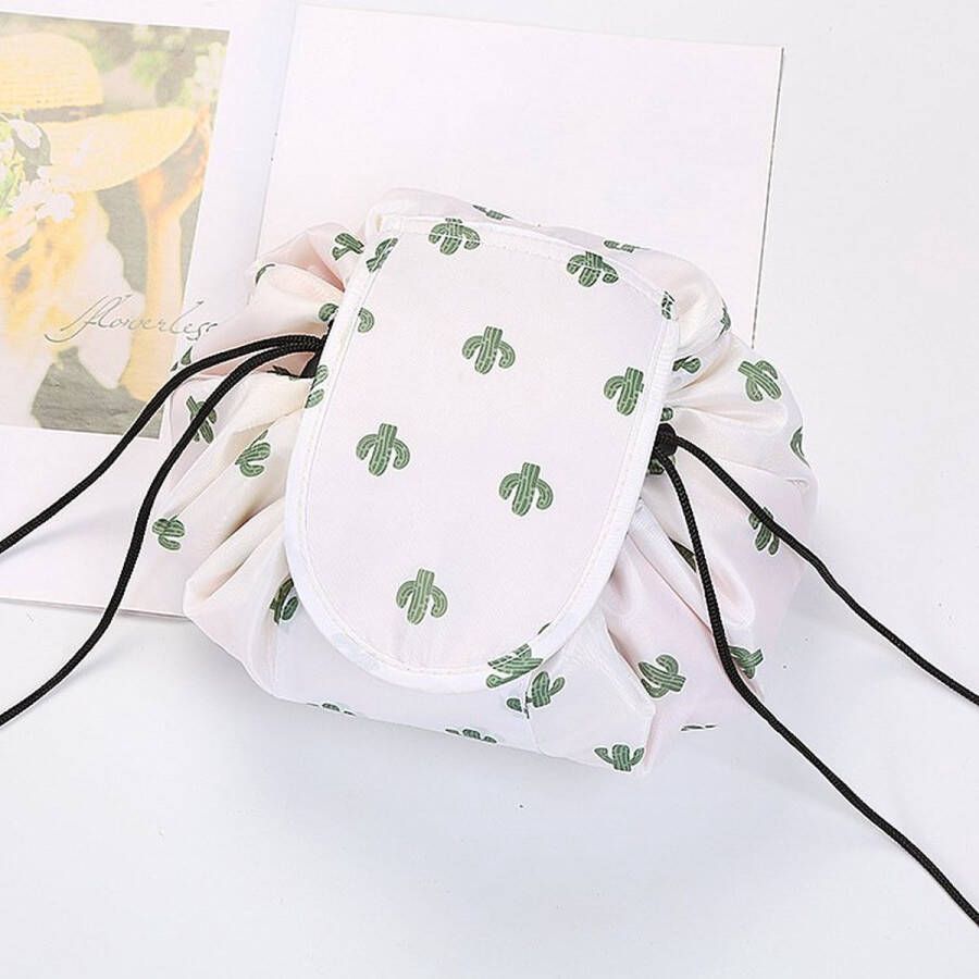 My Arc Witte Cactus Print Make-up Organizer Tasje: Stijlvolle Opberging voor Onderweg en Thuis