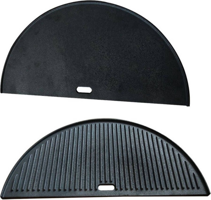 My bbq shop MY BBQ DUO GRILL Tweezijdig gietijzeren grillplaat voor de barbecue halfmoon 21 inch