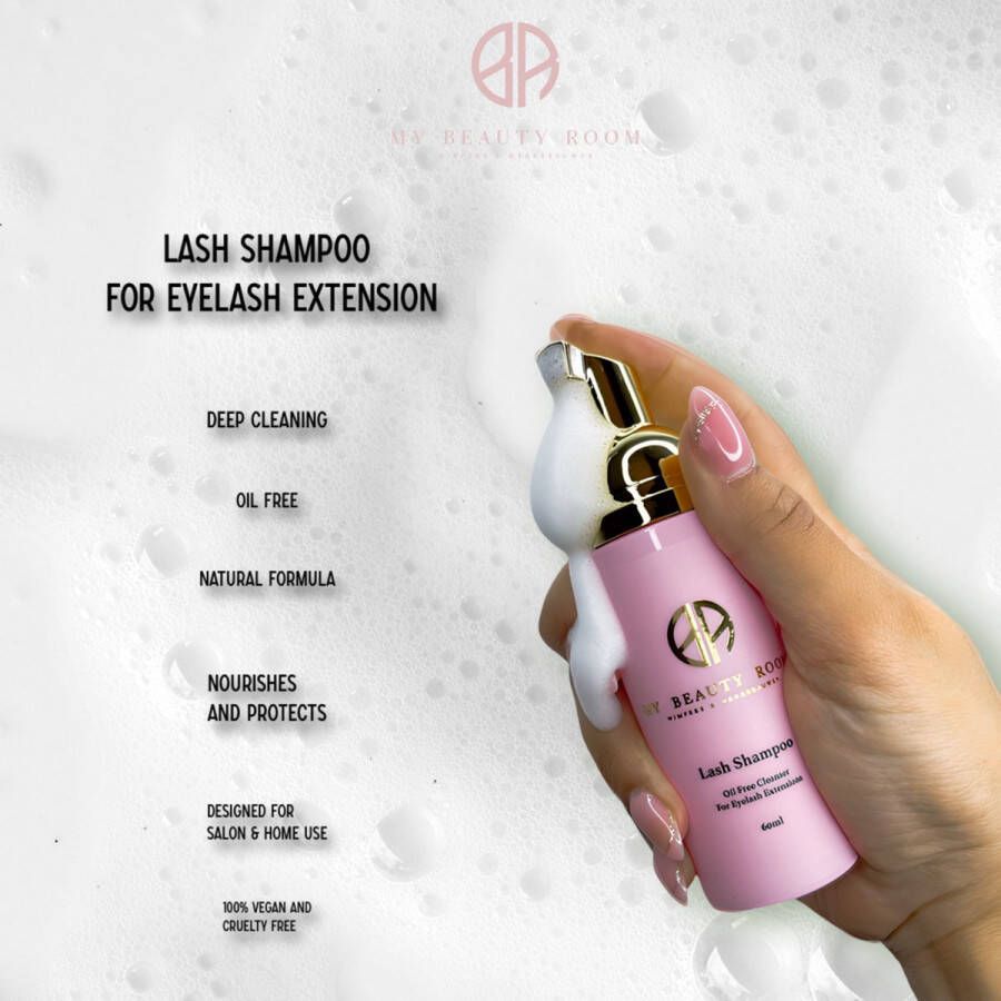 My Beauty Room Lash Foam Cleanser 60 ML Lash Shampoo Wimper Shampoo Lash Foam -Lash extension Shampoo lash soap wimper zeep cleanser for eyelashes wimper schuim wimper reiniging- reiniging make up remover