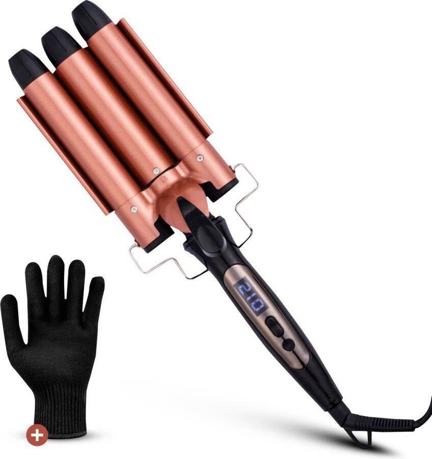My Green Deal Wafeltang Keramisch voor Haar Krultang met Beschermingshandschoen Golvenkrultang Wafel tang 25mm Waver Wavertang Beach Waves