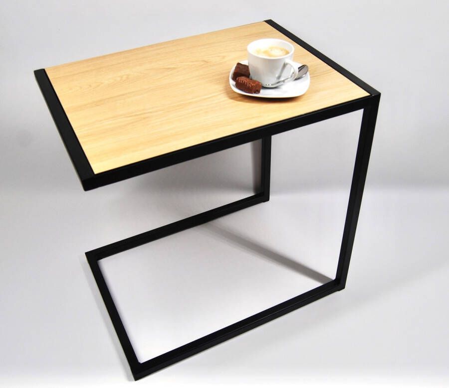 Merkloos Sans marque Laptoptafel Zeteltafel Industrieel Zwart Metaal Eik: Dainty Oak Pure 540 x 400 x 540 MY Own Table 005A