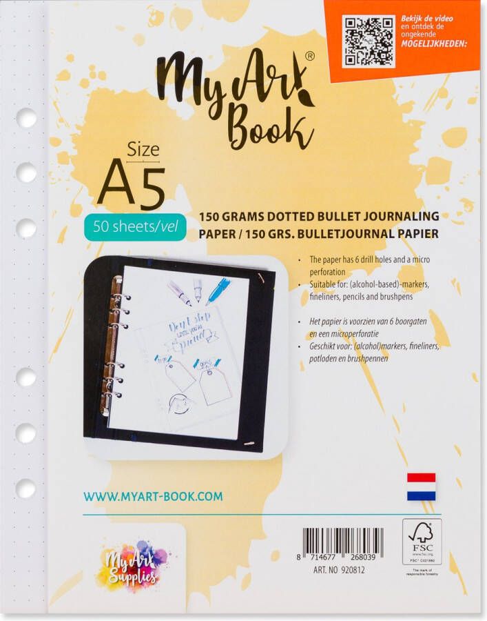 MyArtBook MyArt Book 150 g m2 bulletjournal papier – formaat A5 50 vel per set