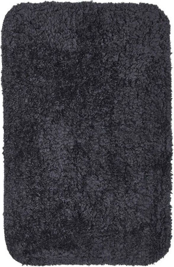 MYC Home Linens MHL Badmat Madrid zwart Antislip Hoogpolig Absorberend Douchemat Badkleed Polyester 50x80 cm