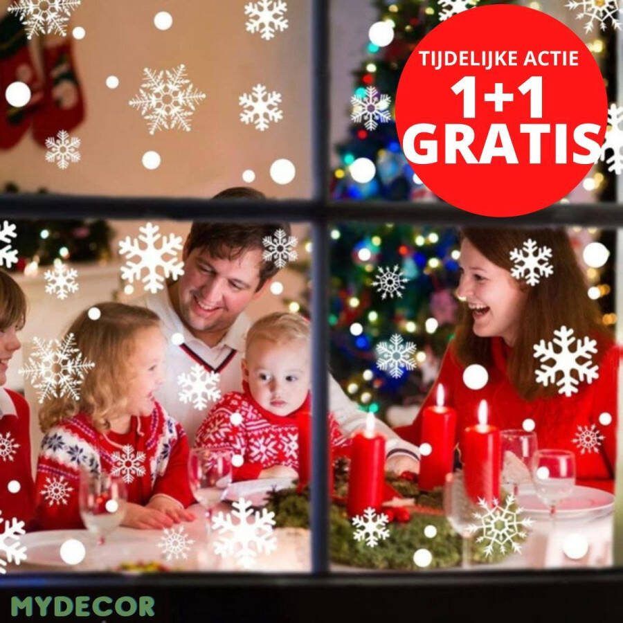 Mydeco 54 Stuks Sneeuwvlokken Stickers Winter en Kerst Statische Raamdecoratie Herbruikbare Kerstversiering