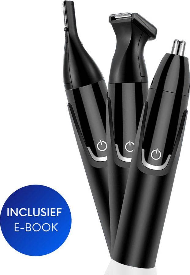 Myhealth My Health 3-in-1 Neustrimmer Wenkbrauw trimmer Scheerapparaat mannen 3 Opzetstukken Baardtrimmer Inclusief opbergzakje