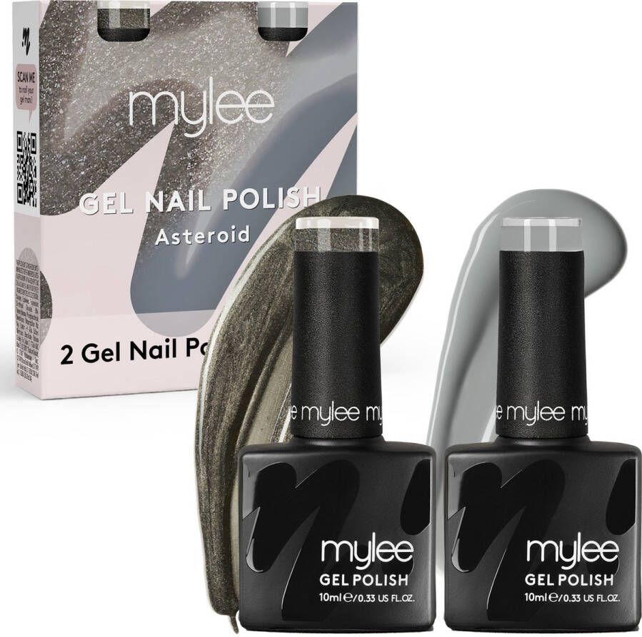 Mylee Gel Nagellak Set 2x10ml [Asteroid] UV LED Gellak Nail Art Manicure Pedicure Professioneel & Thuisgebruik [Autumn Winter 2023] Langdurig en gemakkelijk aan te brengen
