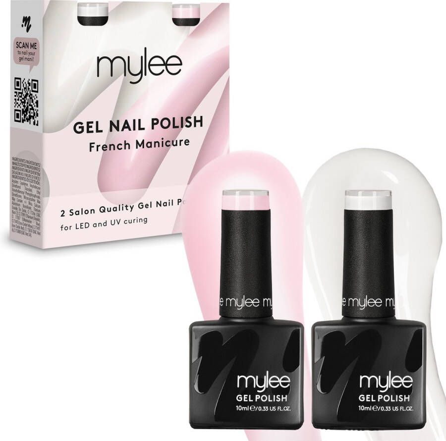 Mylee Gel Nagellak Set 2x10ml [French Manicure] UV LED Gellak Nail Art Manicure Pedicure Professioneel & Thuisgebruik Langdurig en gemakkelijk aan te brengen