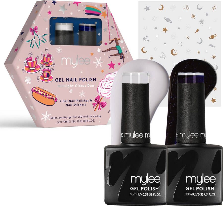 Mylee Gel Nagellak Set 2x10ml [Midnight Circus ] UV LED Gellak Nail Art Manicure Pedicure Professioneel & Thuisgebruik [Kerstmis 2023] Langdurig en gemakkelijk aan te brengen