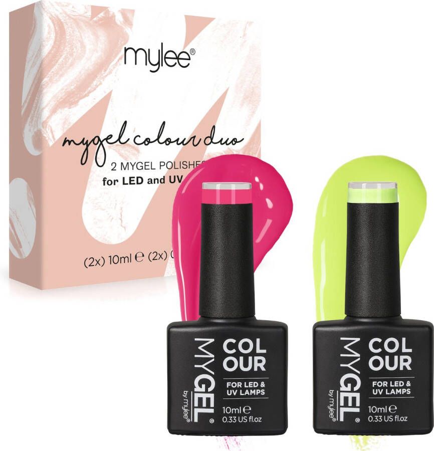 Mylee Gel Nagellak Set 2x10ml [Rave On] UV LED Gellak Nail Art Manicure Pedicure Professioneel & Thuisgebruik Langdurig en gemakkelijk aan te brengen