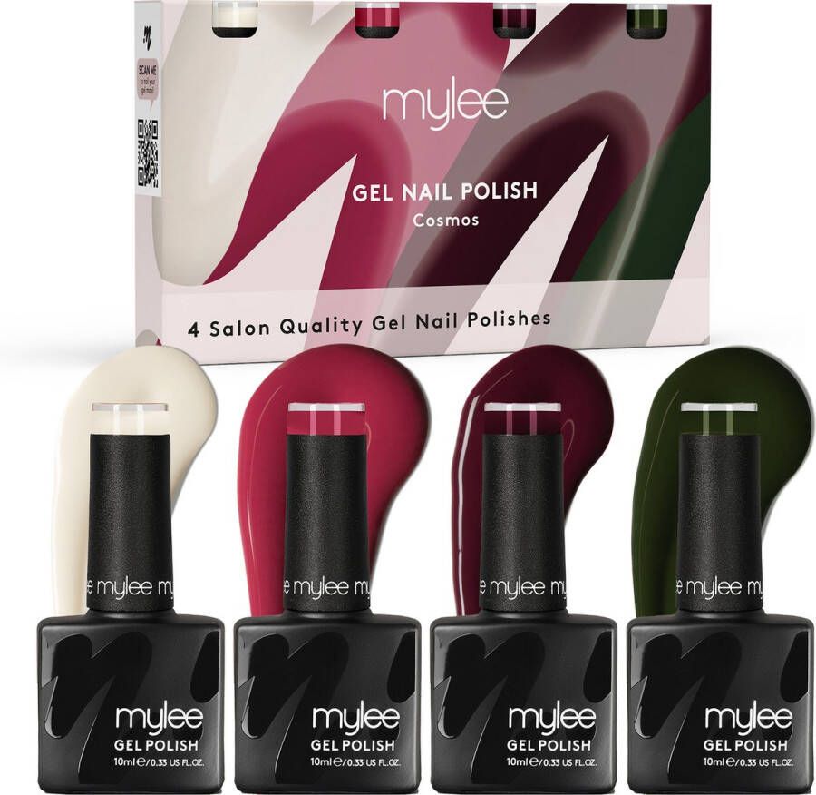Mylee Gel Nagellak Set 4x10ml [Cosmos] UV LED Gellak Nail Art Manicure Pedicure Professioneel & Thuisgebruik [Autumn Winter 2023] Langdurig en gemakkelijk aan te brengen