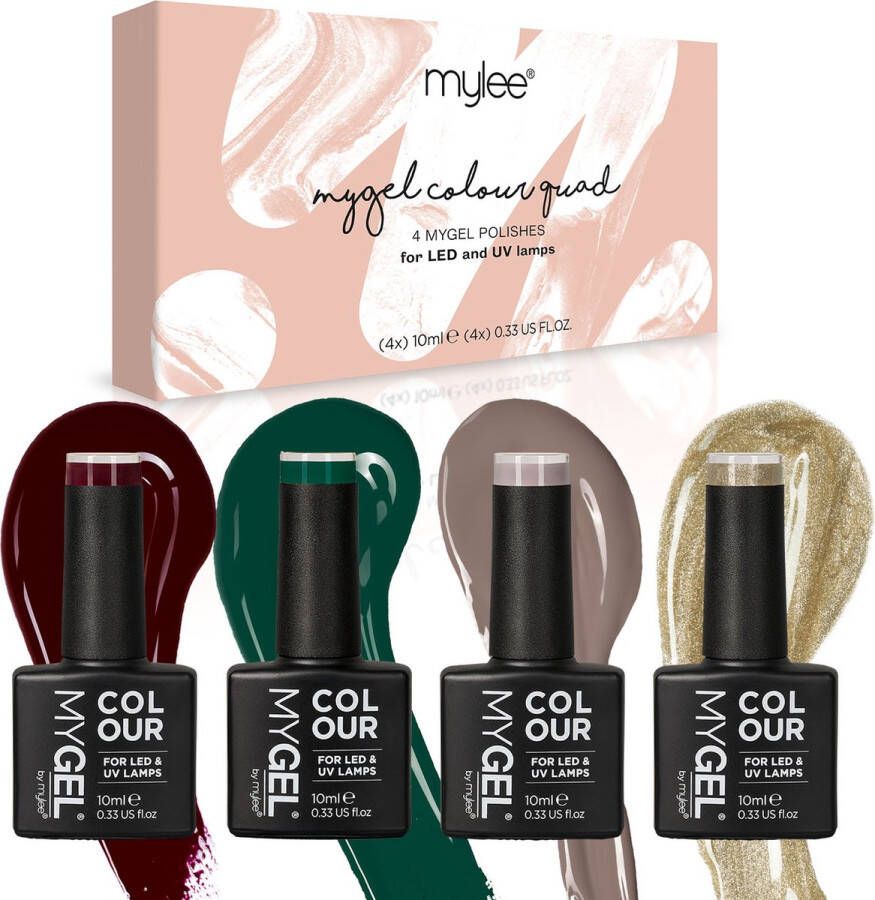 Mylee Gel Nagellak Set 4x10ml [Festive Favourites] UV LED Gellak Nail Art Manicure Pedicure Professioneel & Thuisgebruik Langdurig en gemakkelijk aan te brengen