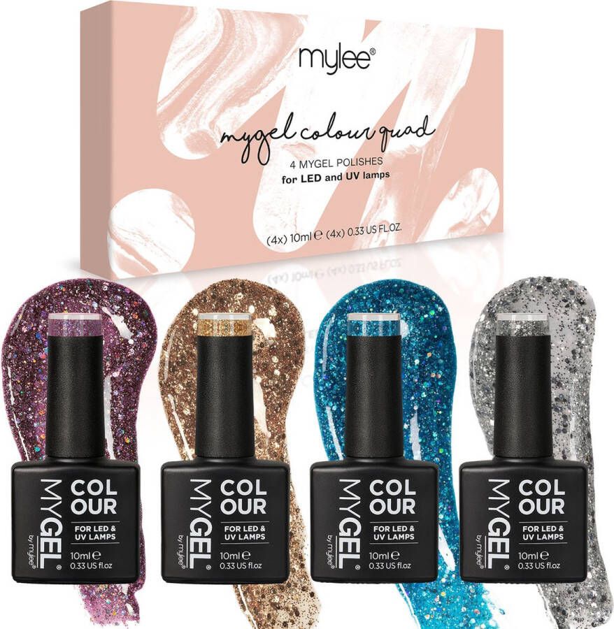 Mylee Gel Nagellak Set 4x10ml [Glitterati] UV LED Gellak Nail Art Manicure Pedicure Professioneel & Thuisgebruik Langdurig en gemakkelijk aan te brengen