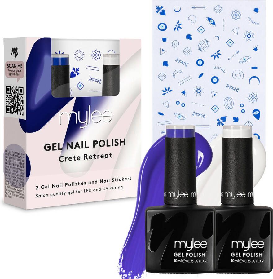 Mylee Gel Nagellak Set met Nail Art Stickers 2x10ml [Crete Retreat] UV LED Gellak Nail Art Manicure Pedicure Professioneel & Thuisgebruik Langdurig en gemakkelijk aan te brengen