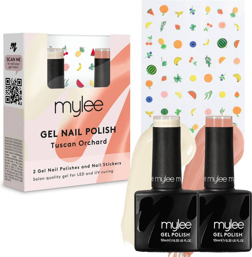 Mylee Gel Nagellak Set met Nail Art Stickers 2x10ml [Tuscan Orchard] UV LED Gellak Nail Art Manicure Pedicure Professioneel & Thuisgebruik Langdurig en gemakkelijk aan te brengen