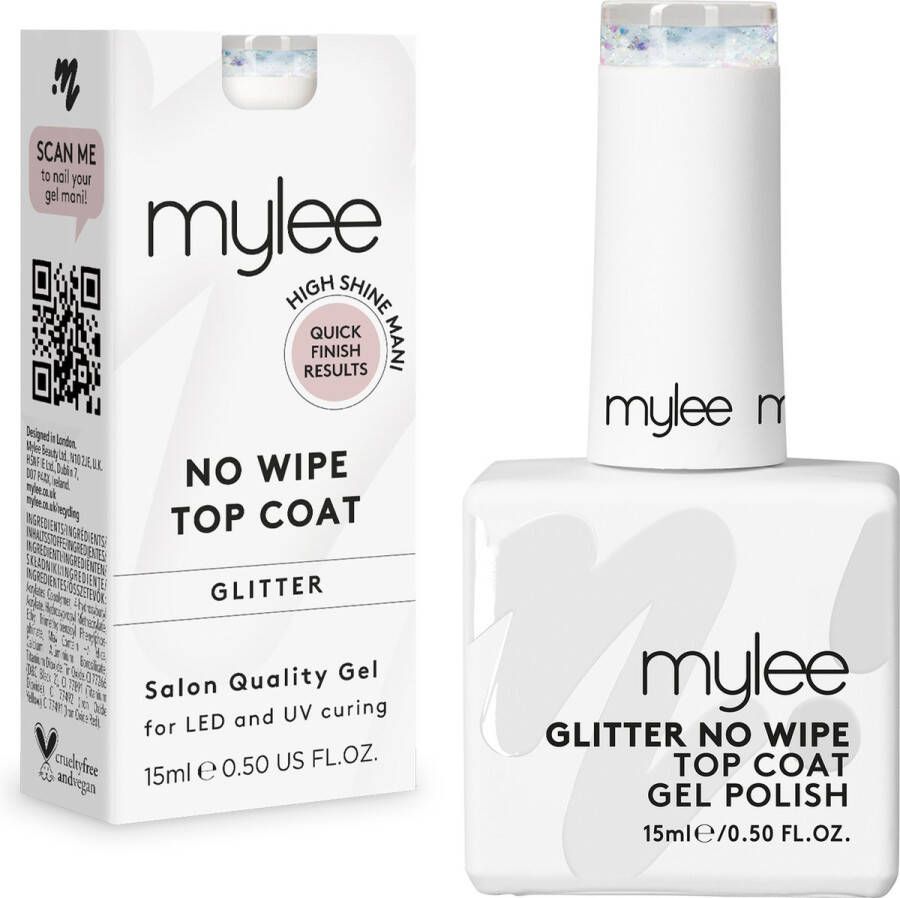 Mylee Glitter No-Wipe Gel-Nagellak Top Coat 15ml UV LED Nail Art Manicure Pedicure voor professioneel & thuisgebruik Langdurig en gemakkelijk aan te brengen