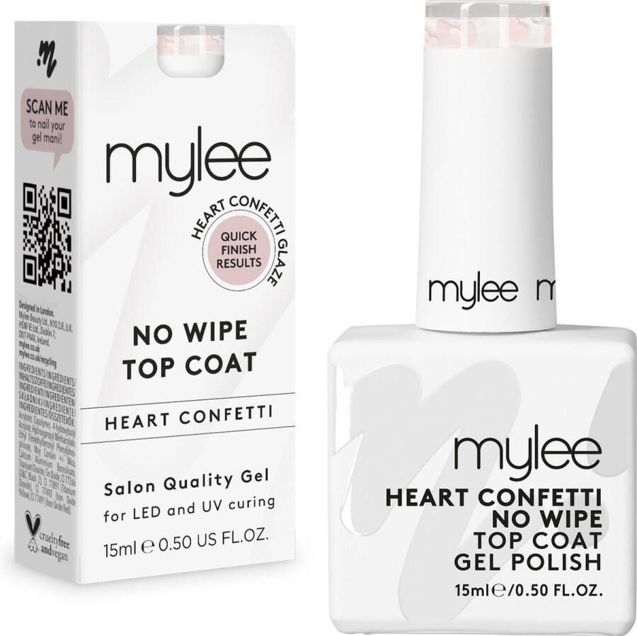 Mylee Hartconfetti No-Wipe Gel-Nagellak Top Coat 15ml UV LED Nail Art Manicure Pedicure voor professioneel & thuisgebruik Langdurig en gemakkelijk aan te brengen