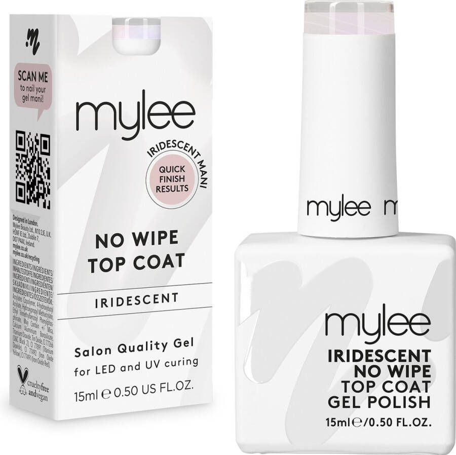 Mylee Iriserend No-Wipe Gel-Nagellak Top Coat 15ml UV LED Nail Art Manicure Pedicure voor professioneel & thuisgebruik Langdurig en gemakkelijk aan te brengen