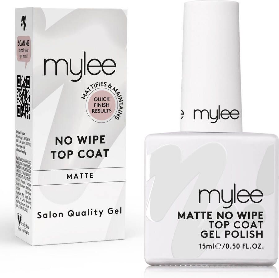 Mylee Matte No-Wipe Gel-Nagellak Top Coat 15ml UV LED Nail Art Manicure Pedicure voor professioneel & thuisgebruik Langdurig en gemakkelijk aan te brengen