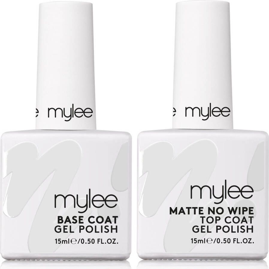 Mylee Matte No-Wipe Gel-Nagellak Top & Base Coat 15ml UV LED Nail Art Manicure Pedicure voor professioneel & thuisgebruik Langdurig en gemakkelijk aan te brengen