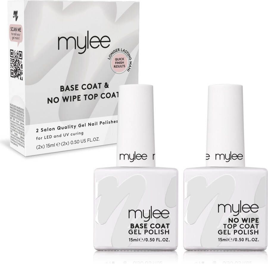 Mylee No-Wipe Gel-Nagellak Top & Base Coat 15ml UV LED Nail Art Manicure Pedicure voor professioneel & thuisgebruik Langdurig en gemakkelijk aan te brengen