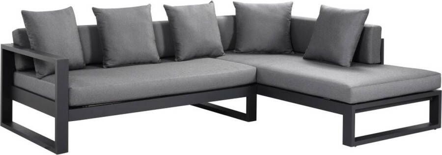 MYLIA Tuin hoekbank MOLOKAI van aluminium Antraciet L 248 cm x H 60 cm x D 180 cm